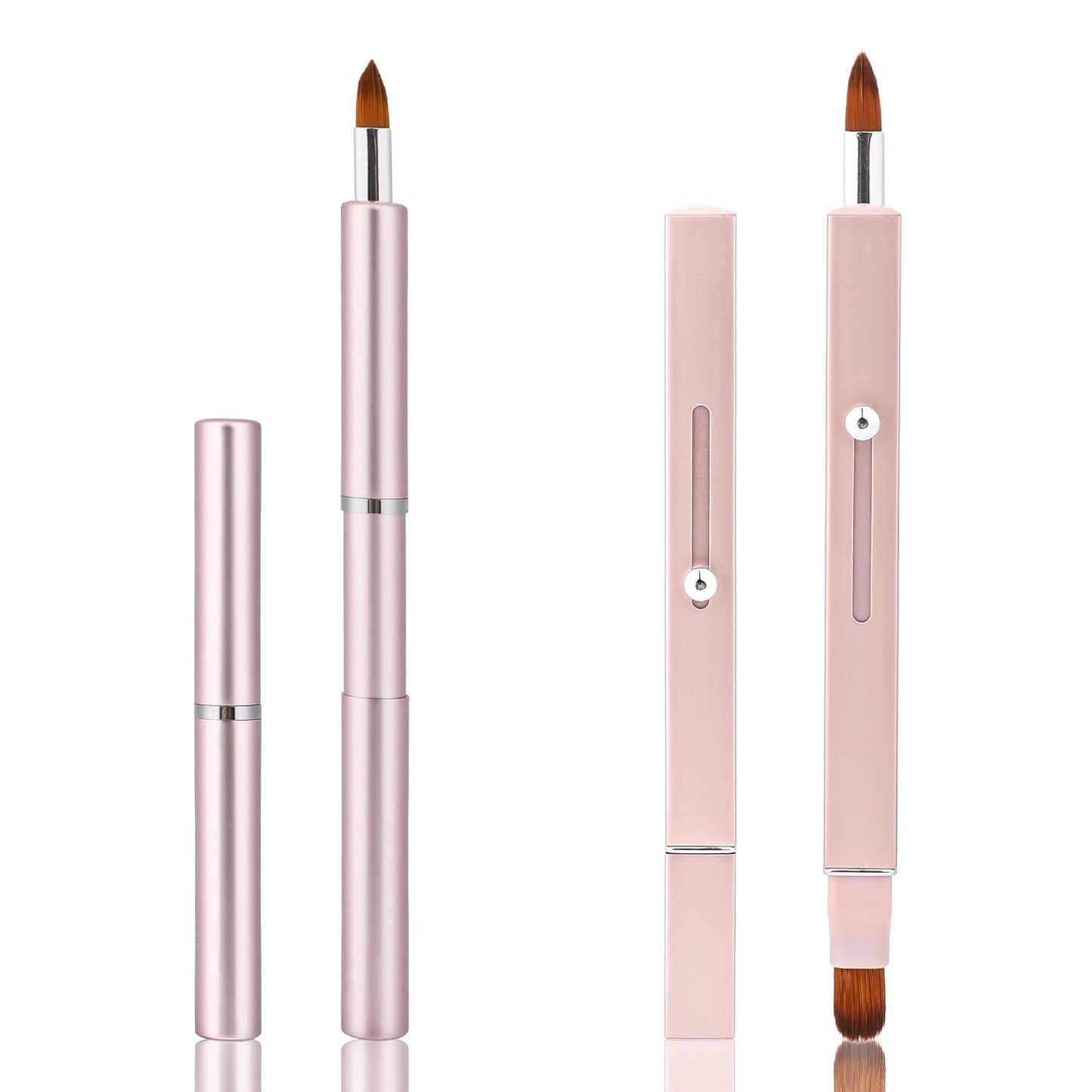 2 Pack Retractable Lip Brush, Double-Ended Lip Brush for Lipstick Lip Gloss Lip Liner Makeup Brushes Portable Travel Lipstick Brush Lip Balm Applicator with Cap