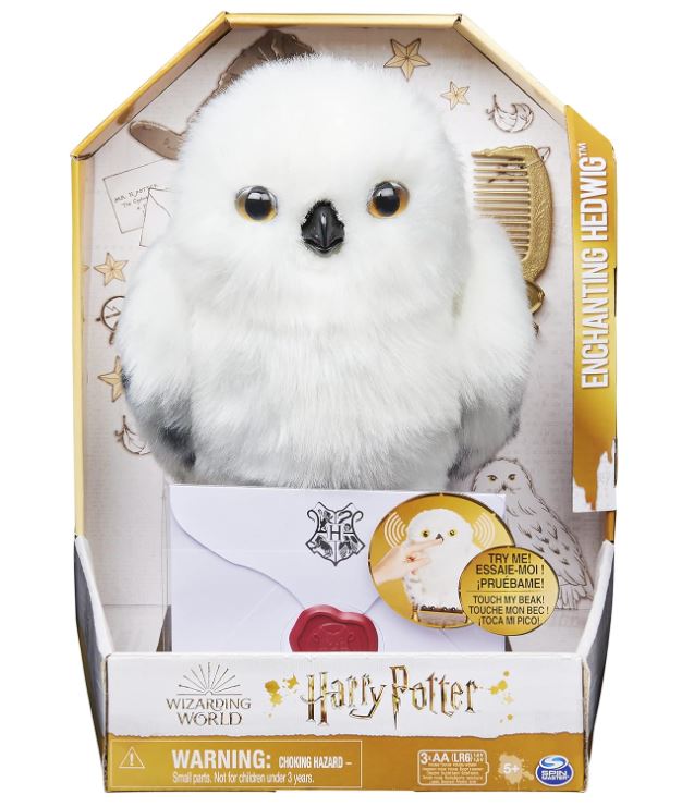 Wizarding World Harry Potter, Enchanting Hedwig Interactive Owl with Over 15 Sounds and Movements and Hogwarts Envelope, Kids Toys for Ages 5 and up