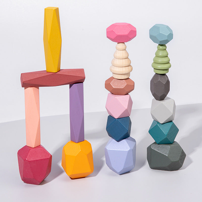 Children's Jenga High Wooden Colored Stone Jenga Educational Toys
