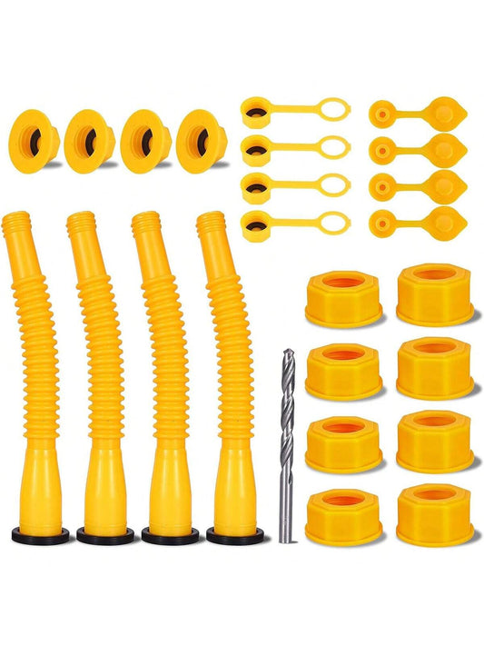4-Kit Gas Can Spout Replacement, No-Spill Gas Can Nozzle Replacement, Upgraded Gas Can Spouts With Gas Can Vent Cap,  More Convenient To Use, High Compatibility, Fit For Most 1/2/5/10 Gallon Cans
