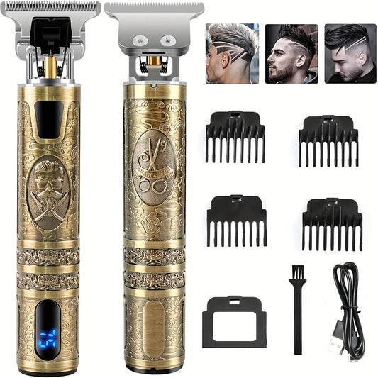 USB Rechargeable Hair Clippers and Beard Trimmer for Men - Precise T-Blade Trimmer with LCD Screen - Grooming Kit for Men