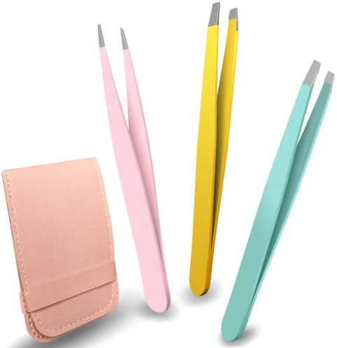 Winiw Tweezers Set - Professional Eyebrow Tweezer for Women Facial Hair - Great Precision Tweezers for Plucker, Splinter and Ingrown Hair Removal (3 Pack)