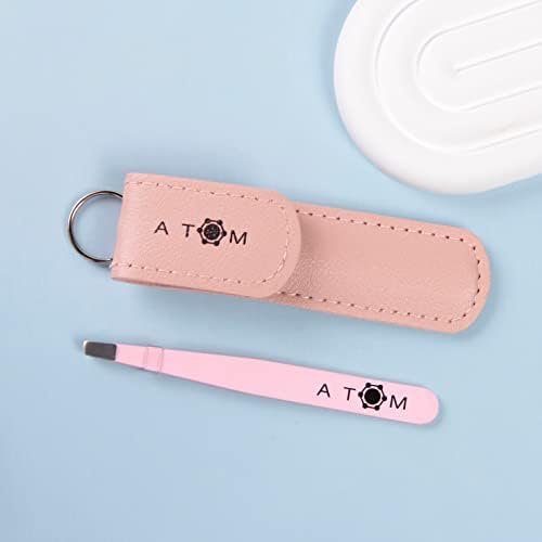 ATOM Tweezers for Eyebrows & Ingrown Hair Removal Blackhead and Splinter Tweezer with Sharp Needle Nose Point Great Precision for Facial Hair (Pink)