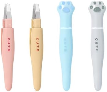 Ximimark 4 pcs Tweezers Lady's Facial Hair Tweezers Girls Cute Professional Stainless Steel Tweezers Eyebrows - Chips And Inner Growth Hair Removal Tool - Eyelash Tweezers For Extension