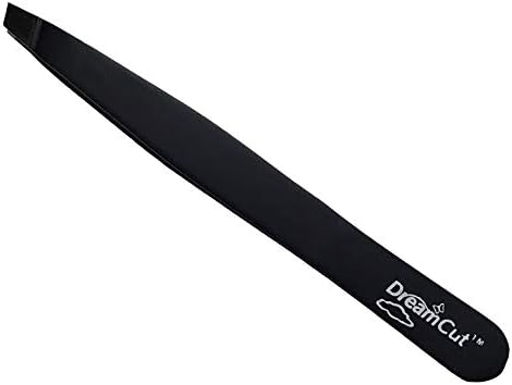 Slant Tweezers Professional Stainless Steel Black Slanted Tip Tweezer Best Precision for your eyebrows and Ingrown Hair by DreamCut
