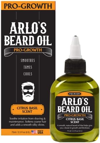 Arlo's Pro Growth Beard Oil - Citrus Basil 2.5 oz. - Promotes Beard Hair Growth