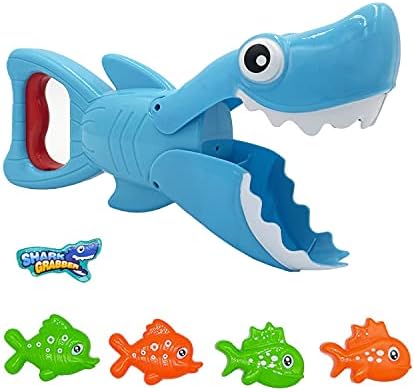 2023 Upgraded Shark Bath Toys Baby Pool Bathtub Toys Shark Grabber with Teeth Biting Action Include 4 Toy Fish Shark Swim Toys Bath Toys No Mold for Kids Boys Girls Toddlers Ages 3 4 5 6 7 8