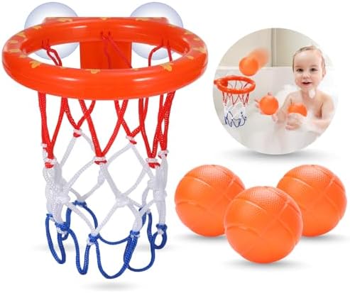 Bath Toys - Bathtub Basketball Hoop for Kids Toddlers - Bath Toys Shower Toys for Kids Ages 4-8,Suction Cup Basketball Hoop & 3 No Hole Balls Set for Boys Girls,Mold Free No Mold Bath Toys