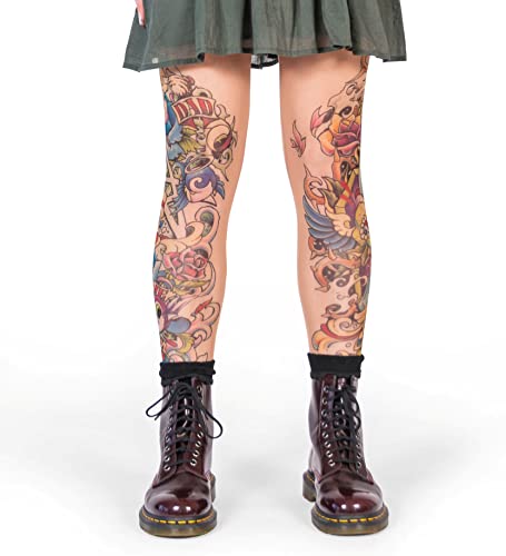 Wild Rose Ladies Salvation Tattoo Mesh Leggings, Tan (2XL)