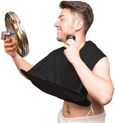 1 Pc Beard Bib Beard Apron, Beard Bib Apron for Men Beard Bib Trimmer Catcher Beard Hair Catcher for Dad or Husband Shaving & Trimming - Black