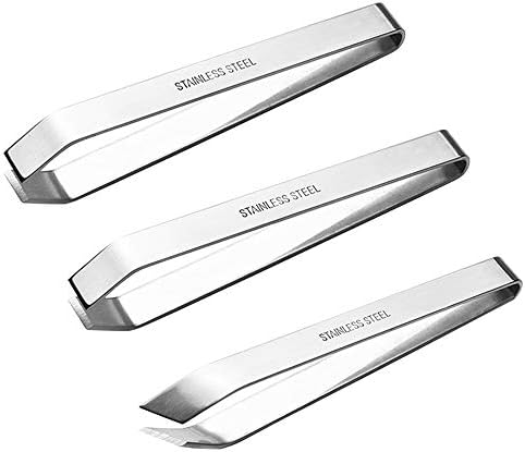3 Pcs Fish Bone Tweezers, Stainless Steel 2 Flat and 1 Slant Tweezers, maxin Pliers Remover Tool for Remove Fish Bones, Needle Dones, Scales