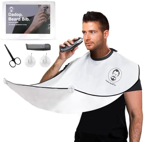 Beard Bib Trimmer Catcher for Shaving, Beard Hair Catcher, Beard Trimming Apron, Christmas Gifts for Him Husband Men