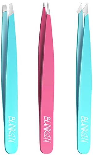 Tweezers for Eyebrows,Blinkeen 3 Pack Tweezer Set,Precision Tweezers for Ingrown Hair/blackhead/craf/splinter,Professional Eyebrow Tweezers.(Color)