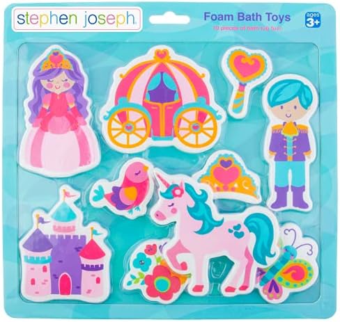 Stephen Joseph, Floating Foam Bath Character 10-Piece Toy Set, Princess (SJ1148), Small