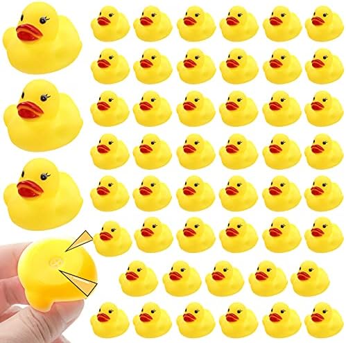 50-Pieces Float & Squeak Mini Rubber Duck Baby Bath Ducky Sound Shower Toys for Kids