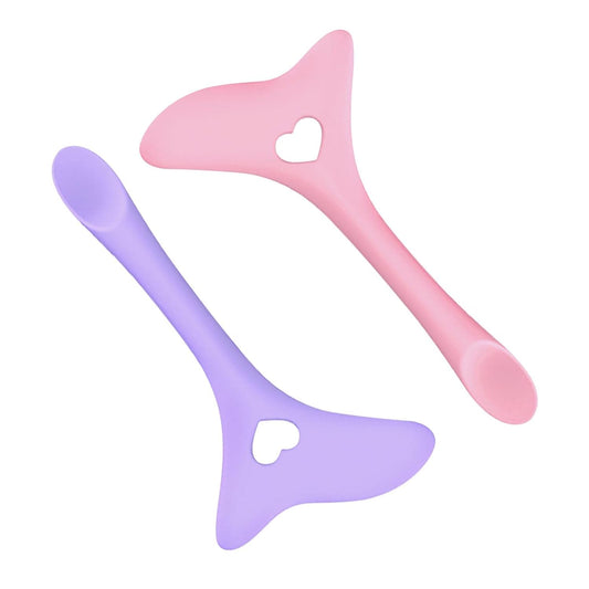 2PCS Silicone Eyeliner Tool,Fishtail Design Fits Eye Shape Eyeliner Winged Aid Tool,Applicator Handle Design Reusable Eyeliner Stencils Aid Tool,Multifunctional Makeup Aid Tool(Pink,Purple)