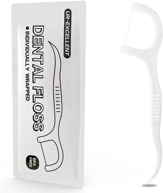 150 Count Dental Flossers Each Individually Wrapped , Floss Singles Bag, Travel Hotel Restaurant Office Car Dental Floss, Floss Picks Oral Care Teeth Clean Flat Wire