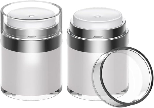 Airless Pump Jar, 1 oz Moisturizer Pump Dispenser, Acrylic Lotion Dispenser, Pump Moisturizer Container for Thick Moisturizer, Skincare Cream, Travel Lotion Container (2 Pack)
