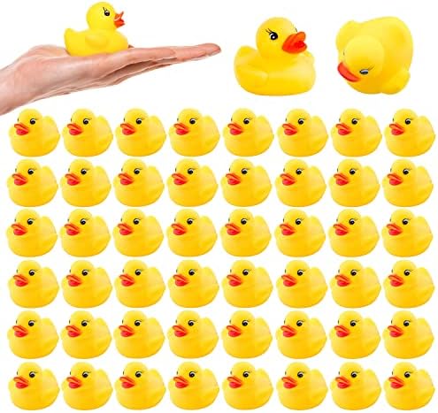 50Pcs Mini Bath Ducks Toys, Rubber Duck Bath Bulk Float Duck Baby Bath Toy for Shower Birthday Party Favors Gift Classroom Summer Beach Pool Party Games