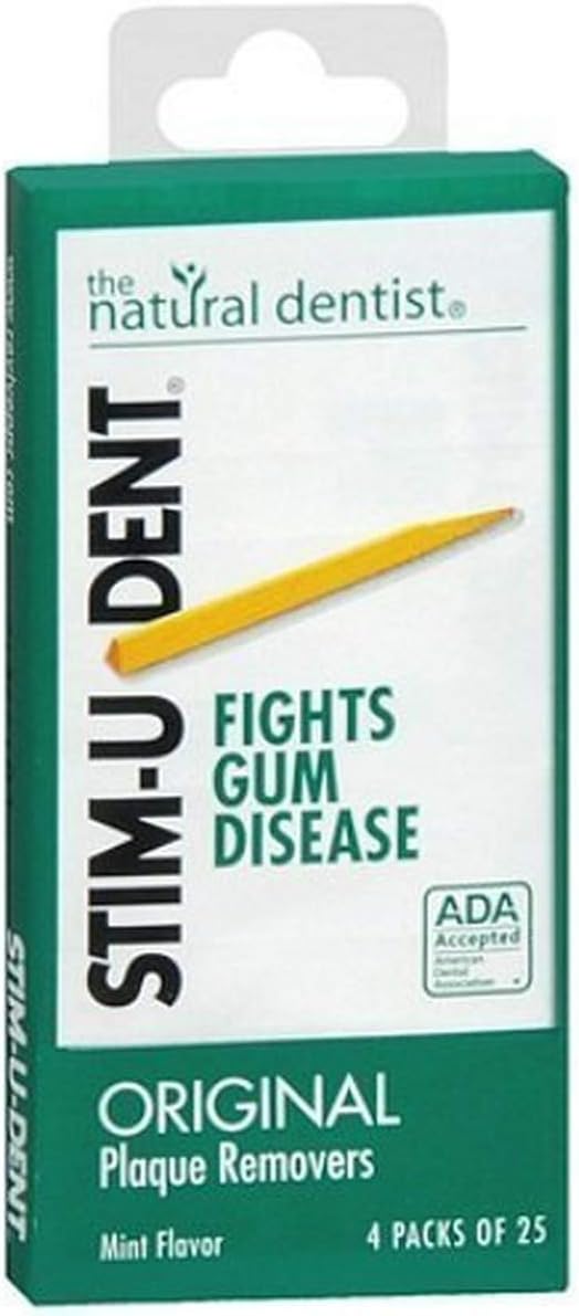 Stim-U-Dent Plaque Removers 3 Packs of 4x25 Picks/Pack (300 Picks) - Mint Flavor