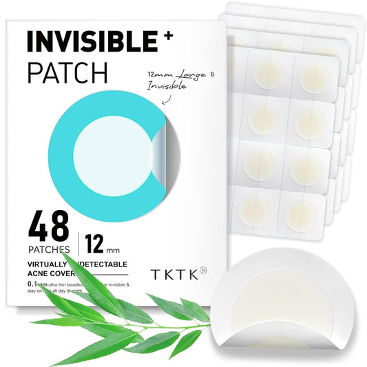TKTK Pimple Patches, 12mm Invisible Acne Patches for Face with Salicylic Acid, 0.01cm Extra Thin Outer Edge, Hydrocolloid Zit Patch for Pustule, Whitehead, Cystic Acne Spot Treatment, 48 Count