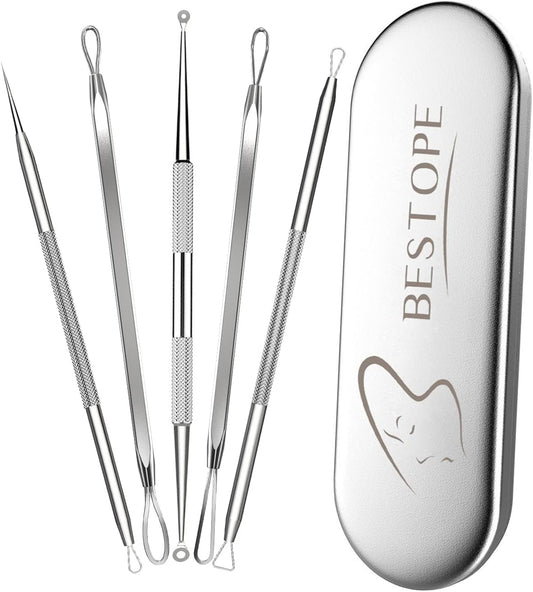 TAYTHI Blackhead Remover Tool, Pimple Popper Tool Kit, Blackhead Extractor Tool for Face, Extractor Tool for Comedone Zit Acne Whitehead Blemish, Stainless Steel Extraction Tools