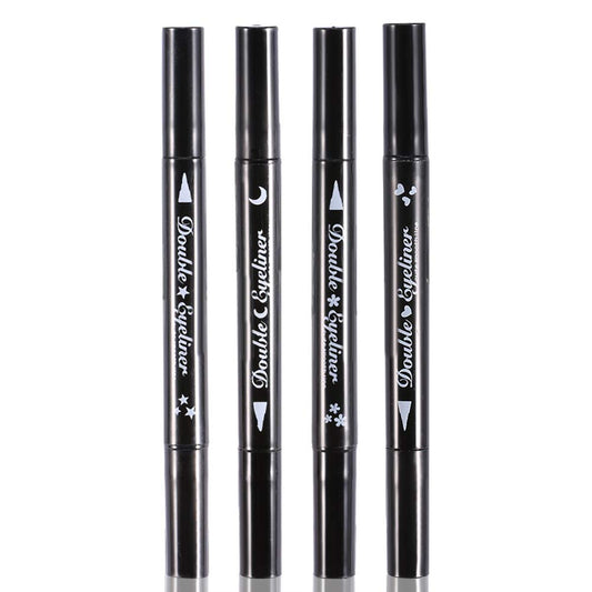ZJchao Double-Ended Eyeliner Heart/Flower/Moon/Satr Shape Stamp Pen, 4 Styles/Set Waterproof Long Lasting Eye Decoration Cosmetic Black Eyeliner Pencil