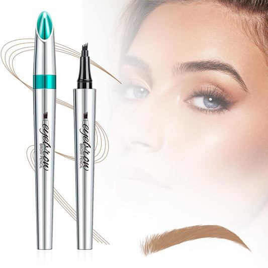 2024 New Magic Eyebrow Pencil, 5PCS Waterproof Microblading Eyebrow Pencil Contouring Pen 4 Tipped Precise Brow Pen, Fine Stroke Microblading Eyebrow Pencil Creates Natural (B-Light Brown)
