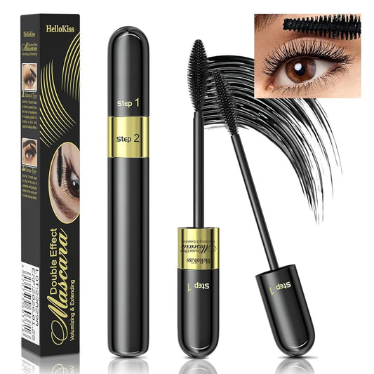 Black Tubing Mascara Waterproof & Smudge-Proof - 2-1 Long-Lasting Mascara Black Volumizing and Lengthening for Eye Makeup, No Clumping, Curling Eyelashes, Vegan & Cruelty Free_Lasting All Day