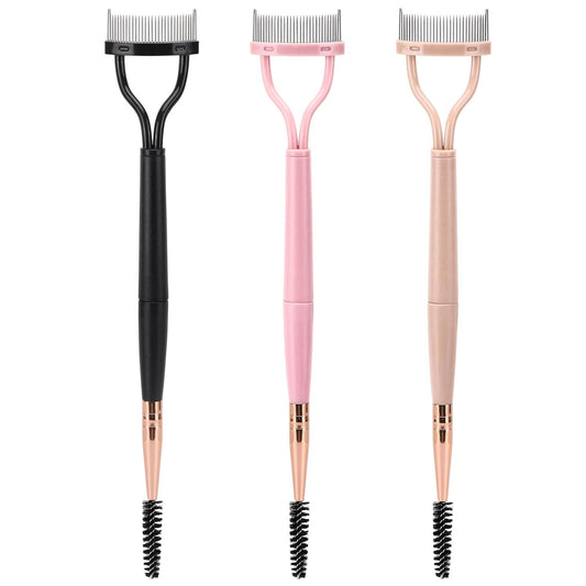 3 Pcs Eyelash Separator Comb with Spoolie Brush, Dual Head Lash Separator Tool Eye Lash Comb Brush (Black, Pink)