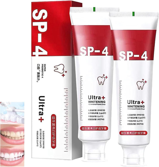 SP-4 Probiotic Whitening Toothpaste, Sp-4 Toothpaste, Sip-4 Ultra Probiotics, Stain Removing Probiotic Toothpaste, Brightening and Fresh Breath Toothpaste for Women Men (2pc)
