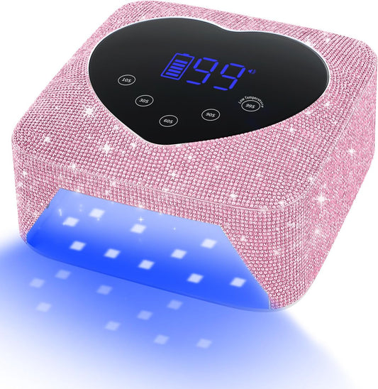 UV Light for Nails, 74W Cordless Rechargeable UV Nail Lamp, Fast Nails Dryer Curing Lamp for Salon & Home, Gel Nail Polish UV Light with 5 Timer Setting, Touch Control & Auto Sensor