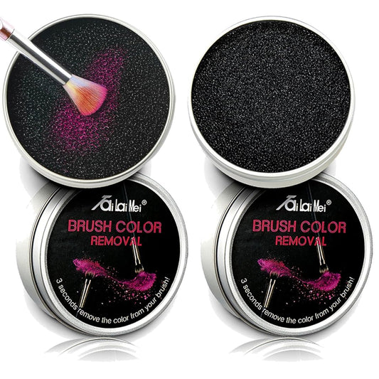 TailaiMei 2 Pack Color Removal Cleaner Sponge, Quickly & Easily Clean Makeup Brushes Powder Without Water or Chemical Solutions Eliminating Drying Time - Switch Eyeshadow Colored Immediately