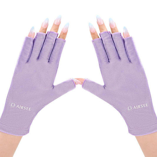 AIRSEE UV Gloves for Nail Lamp,Professional UPF50+ UV Protection Gloves for Manicures Nail Art,Fingerless Gloves That Shield Skin from The Sun and Nail Lamp