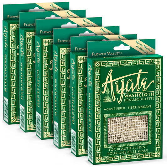 Ayate Washcloth, Exfoliating Washcloth, Agave Fiber Body & Face Wash Cloth, Body Loofah Alternative, Mold-Resistant Scrub Towel (Pack of 6)