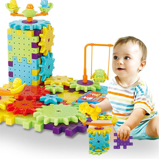 81 PCS Electric Gears 3D Model Building Kits Plastic Brick Blocks Educational Toys for Kids Children