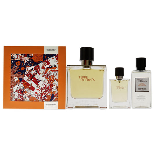 Terre Dhermes by Hermes for Men - 3 Pc Gift Set 2.5oz Parfum Spray, 0.42oz Parfum Spray, 1.35oz After Shave Lotion