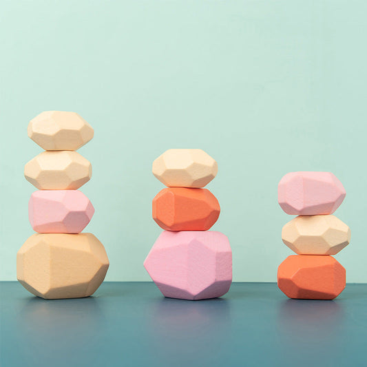 Children's Jenga High Wooden Colored Stone Jenga Educational Toys