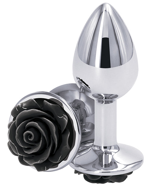 Chrome Plug With Rose Anal Toys NS Novelties Small Black