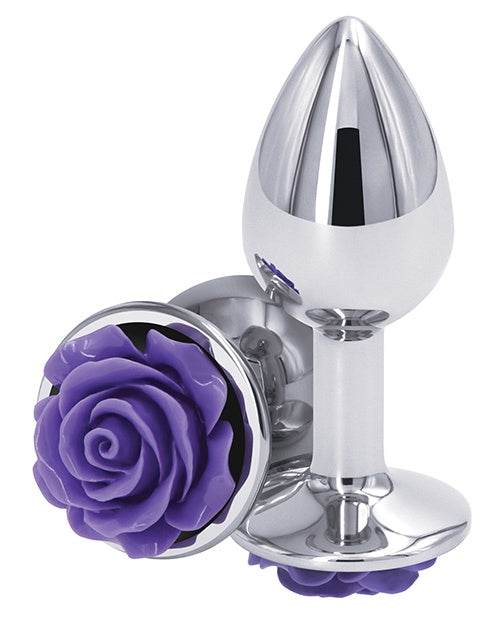 Chrome Plug With Rose Anal Toys NS Novelties Small Purple